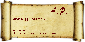 Antaly Patrik névjegykártya